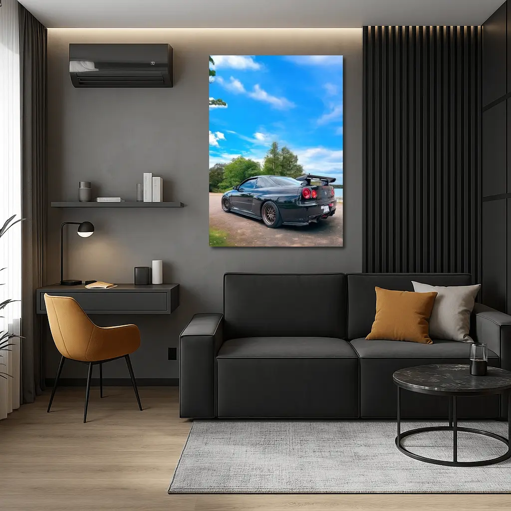 Nissan Skyline GT-R R34 Black Nature – Wall Art