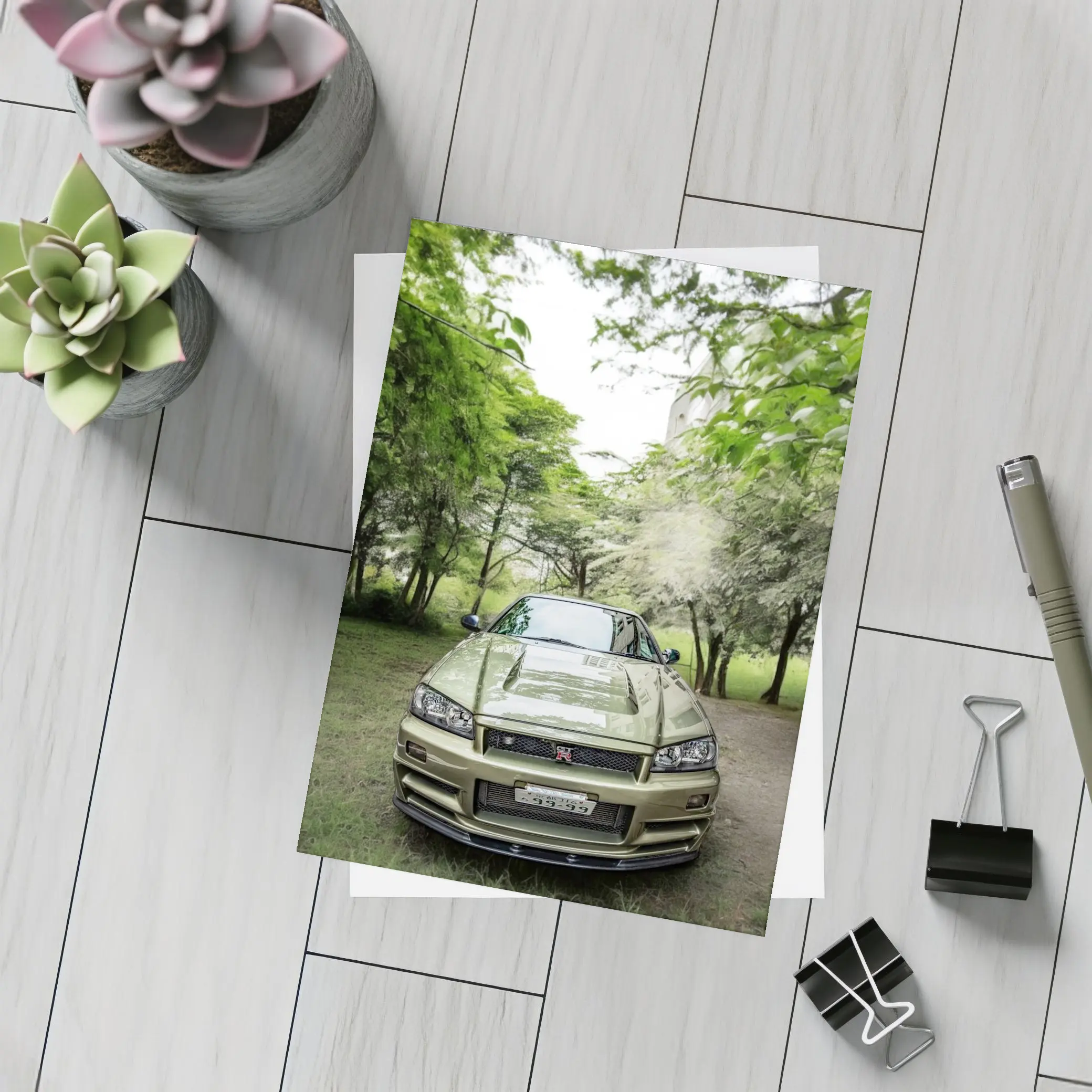 Nissan Skyline GT-R R34 Green Trees – Postcards
