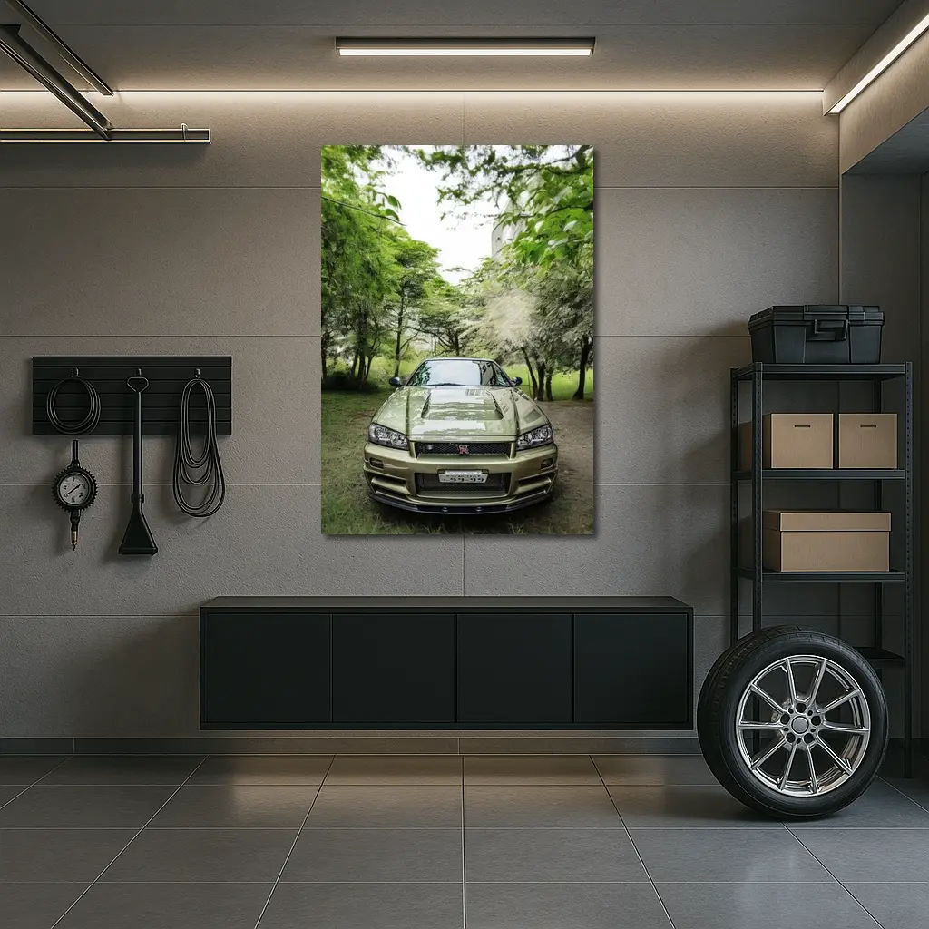 Nissan Skyline GT-R R34 Green Trees – Wall Art