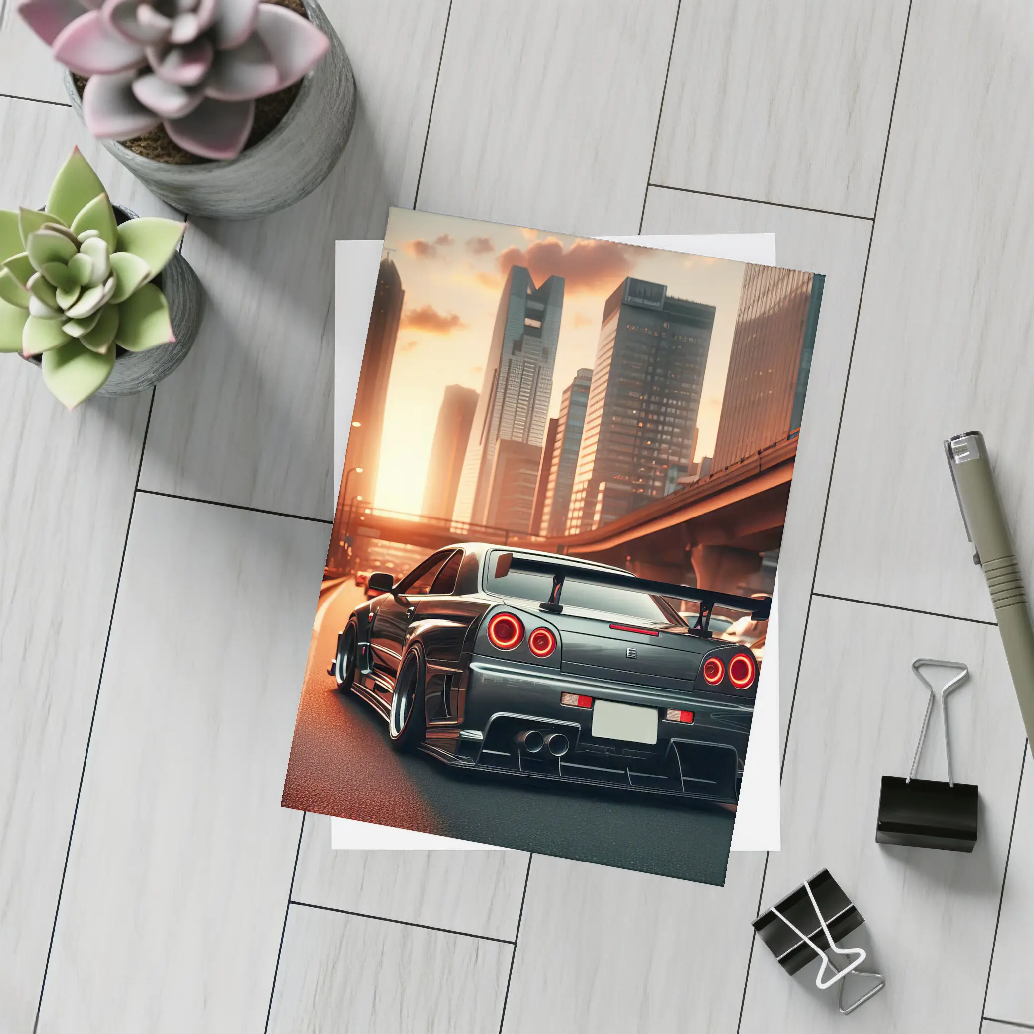 Nissan Skyline GT R City Sunset Drive – Postcards