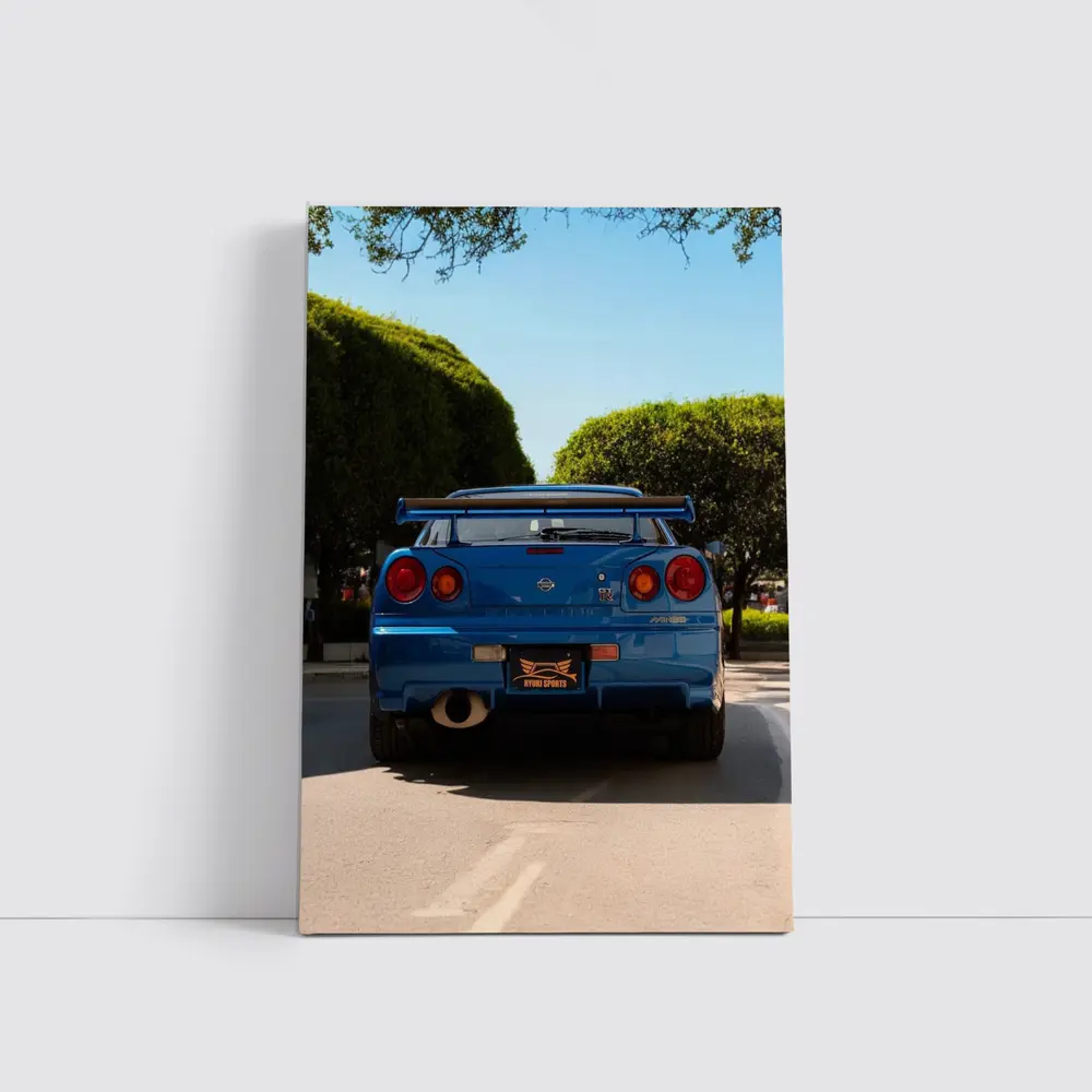 Nissan Skyline GT-R R34 Blue City Street – Wall Art