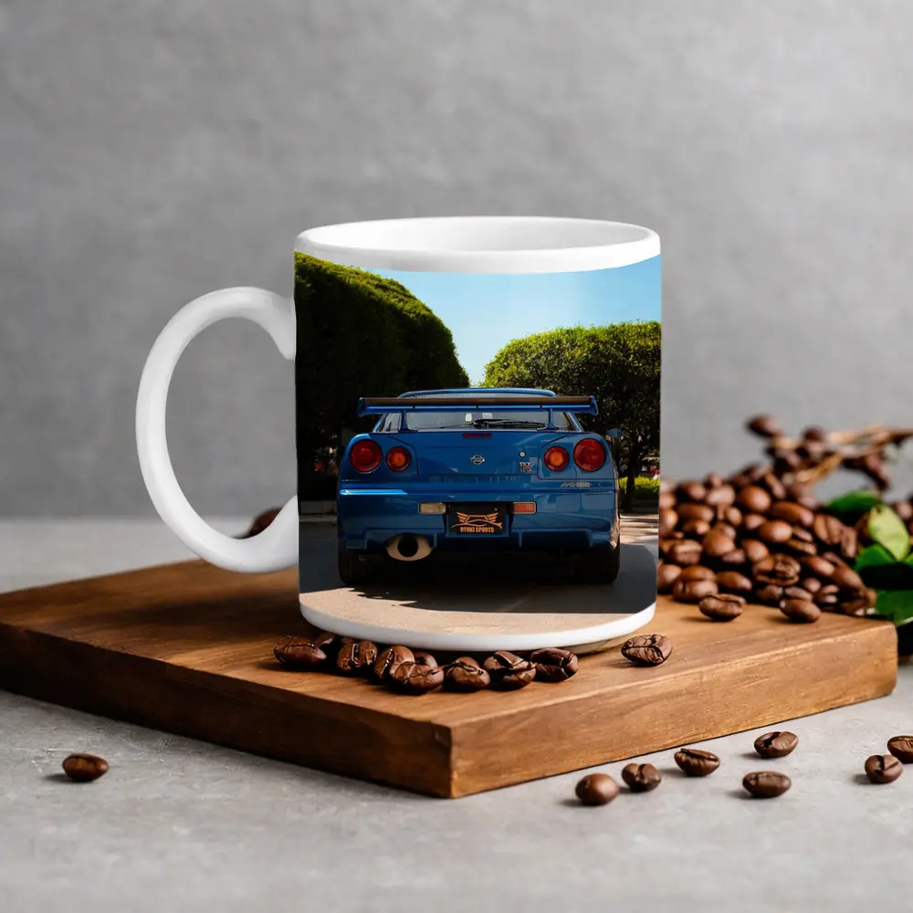 Nissan Skyline GT-R R34 Blue City Street – Mugs