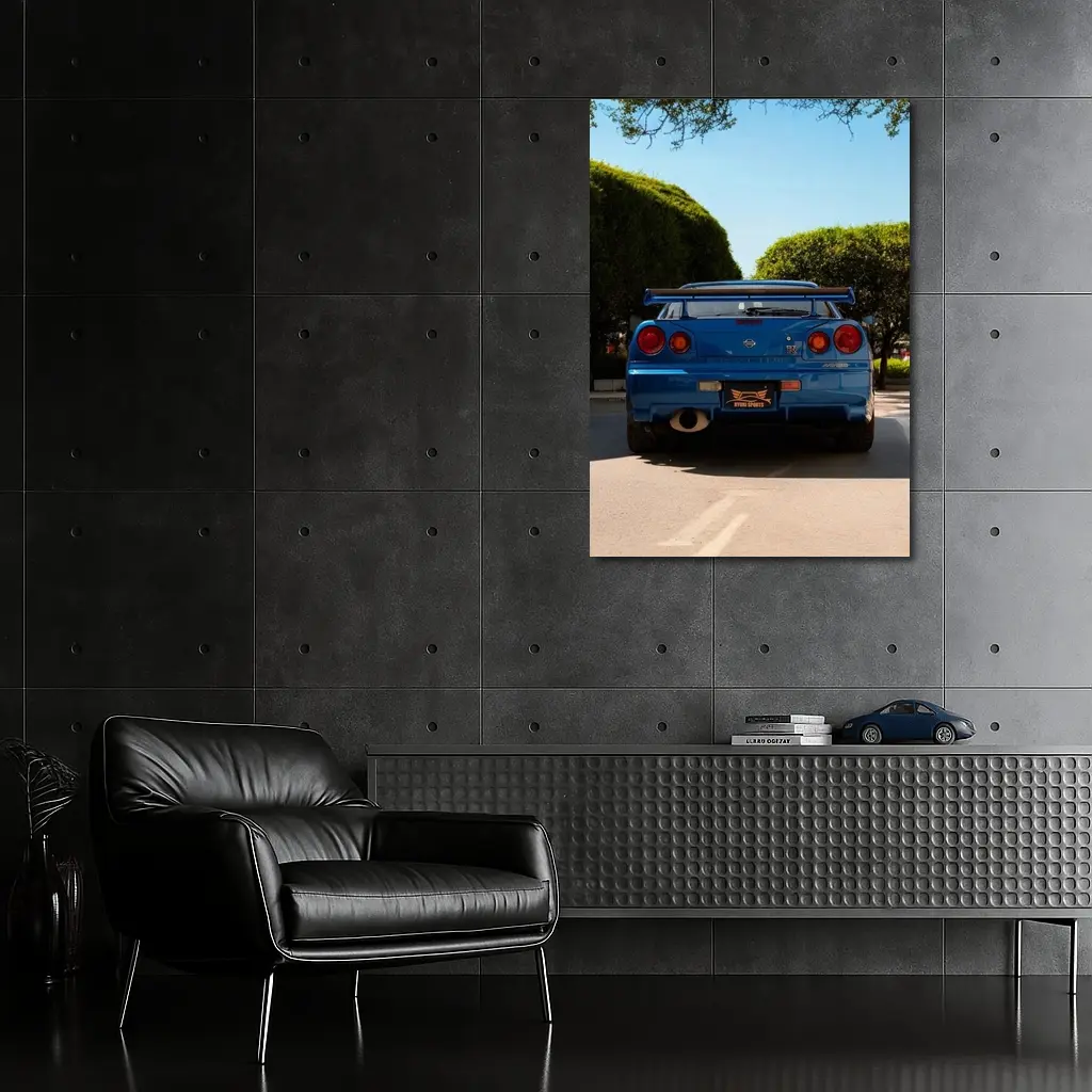 Nissan Skyline GT-R R34 Blue City Street – Wall Art