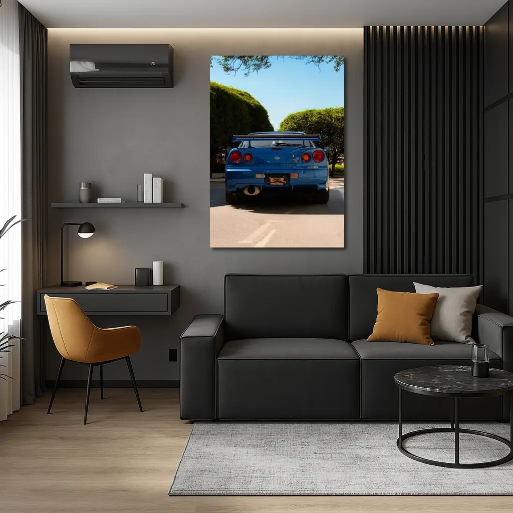 Nissan Skyline GT-R R34 Blue City Street – Wall Art