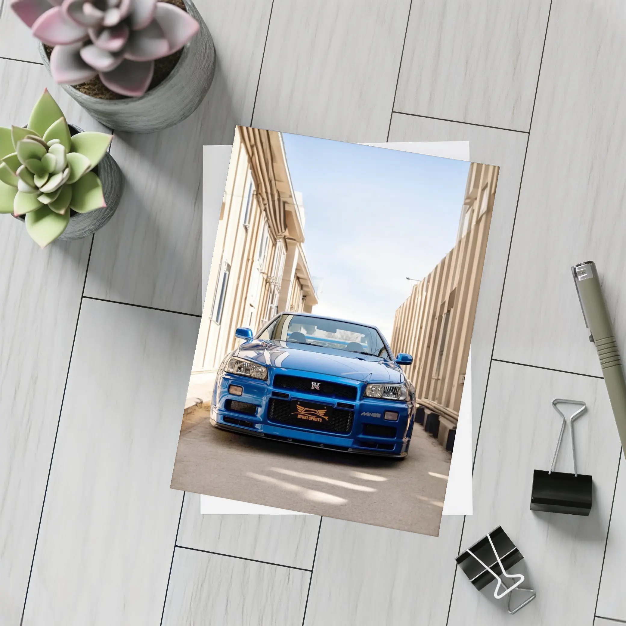 Nissan Skyline GT-R R34 Blue City Alley – Postcards