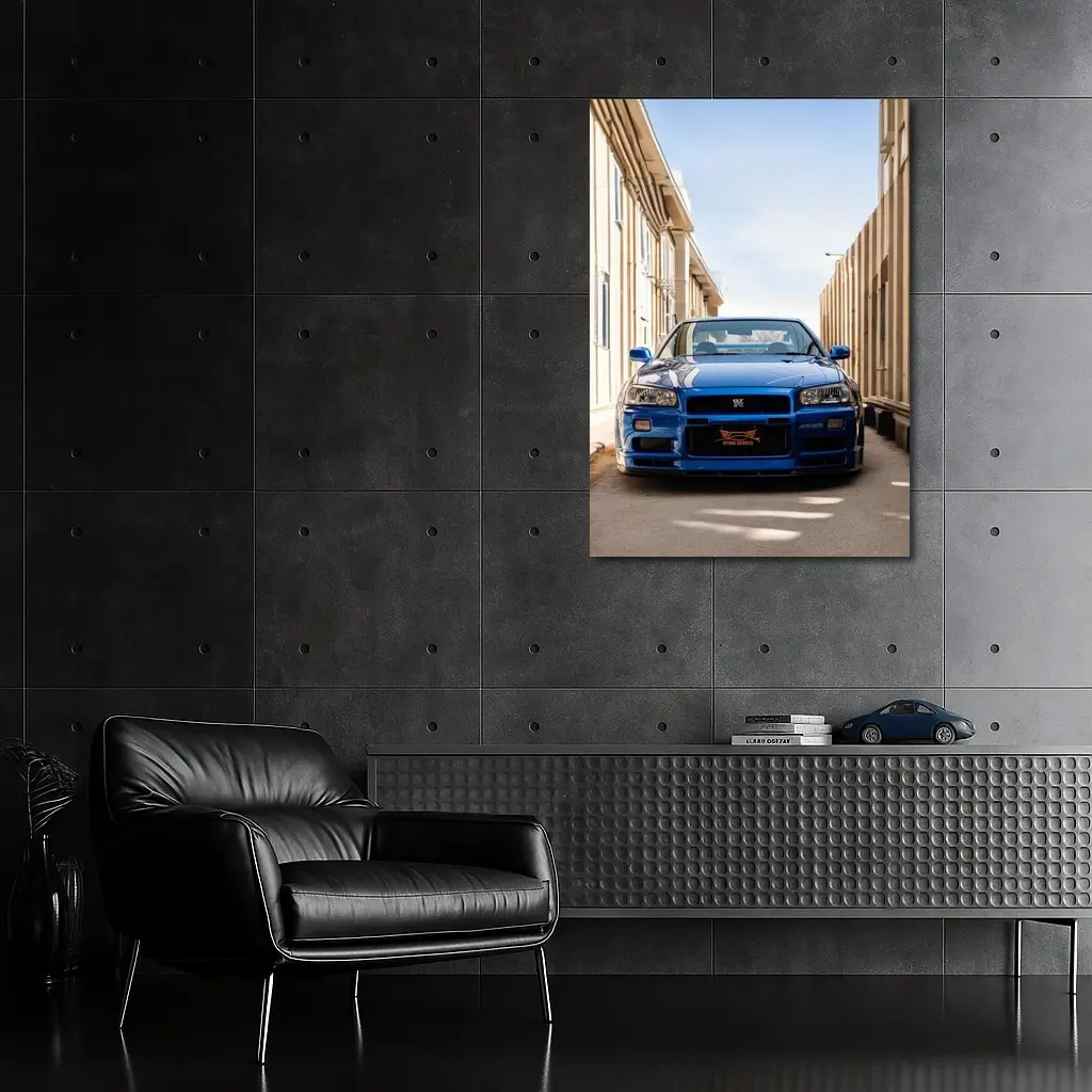 Nissan Skyline GT-R R34 Blue City Alley – Wall Art