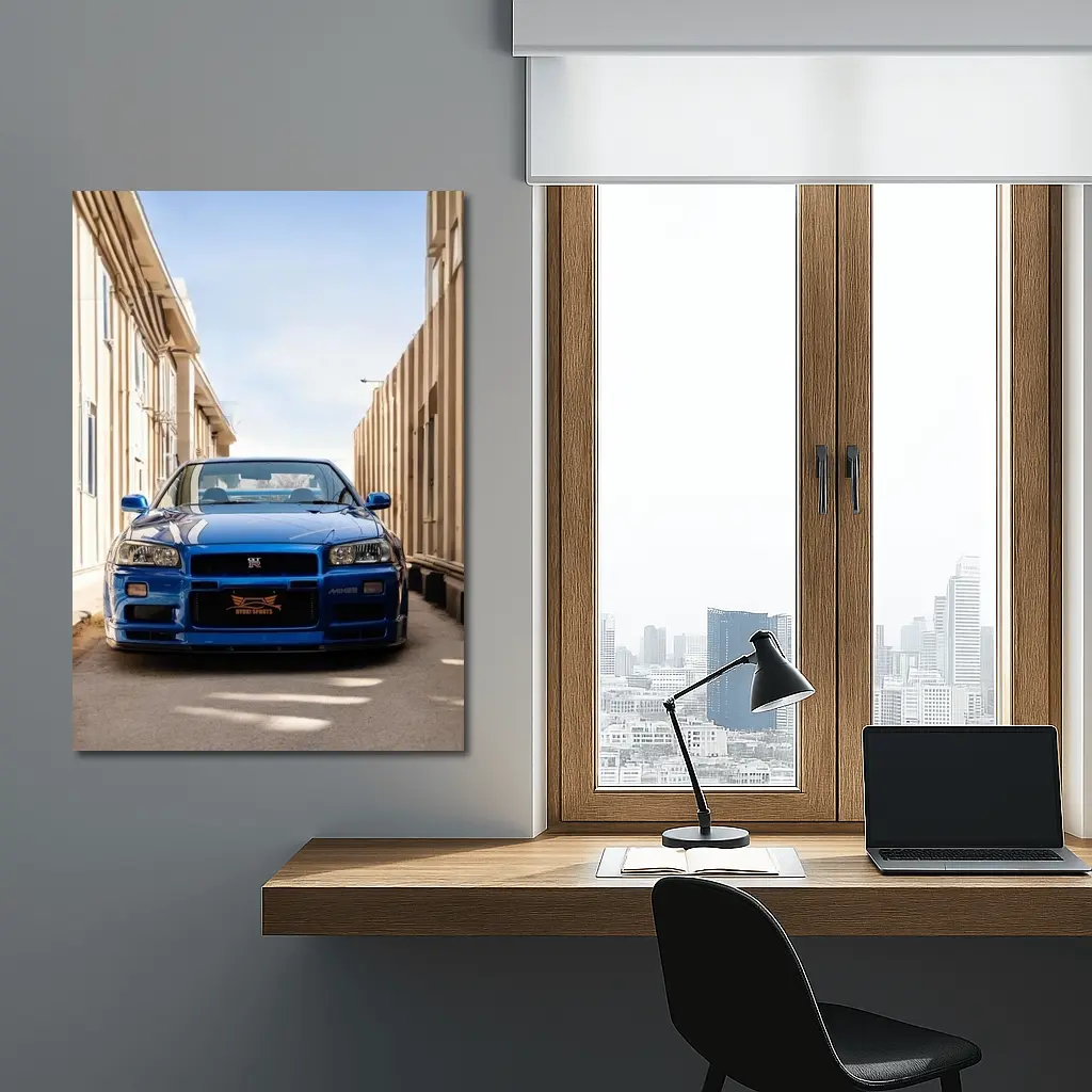 Nissan Skyline GT-R R34 Blue City Alley – Wall Art