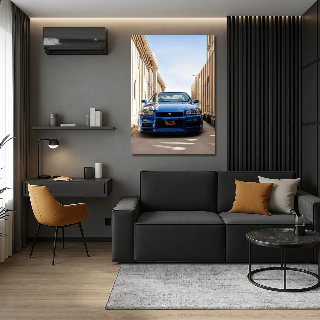 Nissan Skyline GT-R R34 Blue City Alley – Wall Art