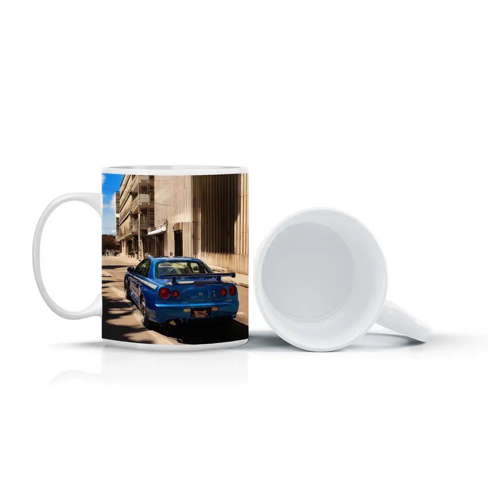 Nissan Skyline GT-R R34 Blue City Street – Mugs