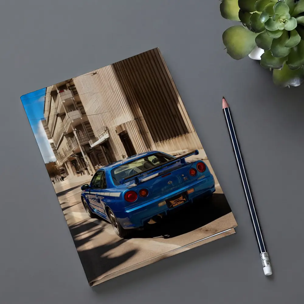 Nissan Skyline GT-R R34 Blue City Street – Notebooks