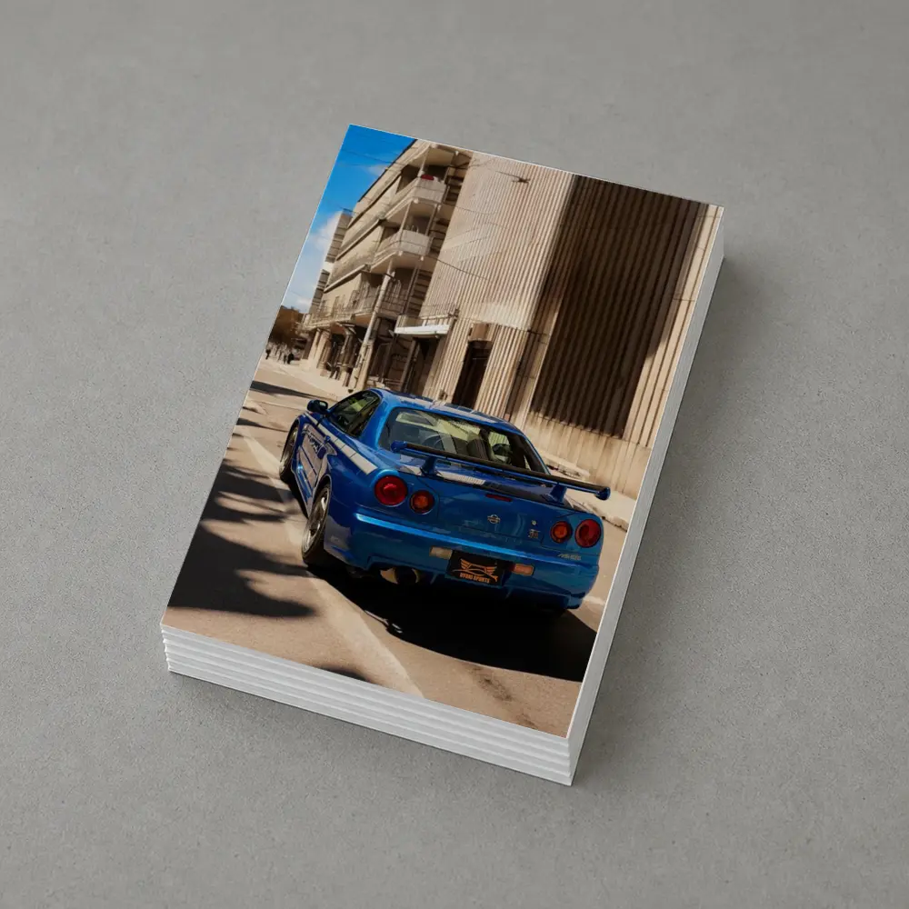 Nissan Skyline GT-R R34 Blue City Street – Postcards