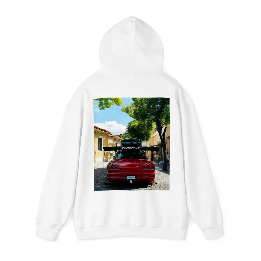 Nissan Skyline GT-R R34 Red Street Scene – Hoodies