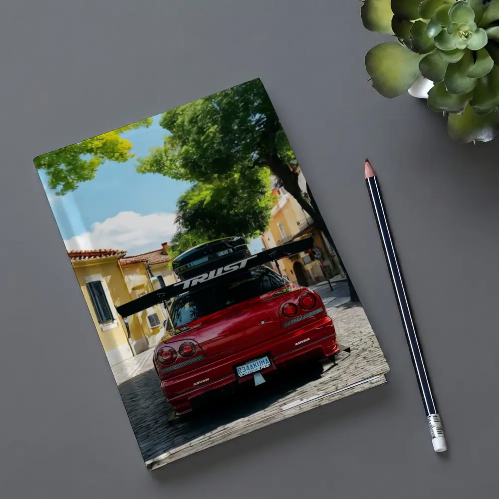 Nissan Skyline GT-R R34 Red Street Scene – Notebooks