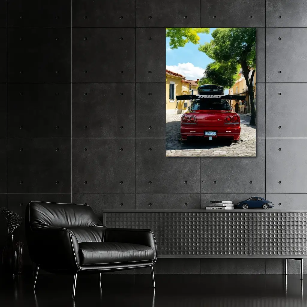 Nissan Skyline GT-R R34 Red Street Scene – Wall Art