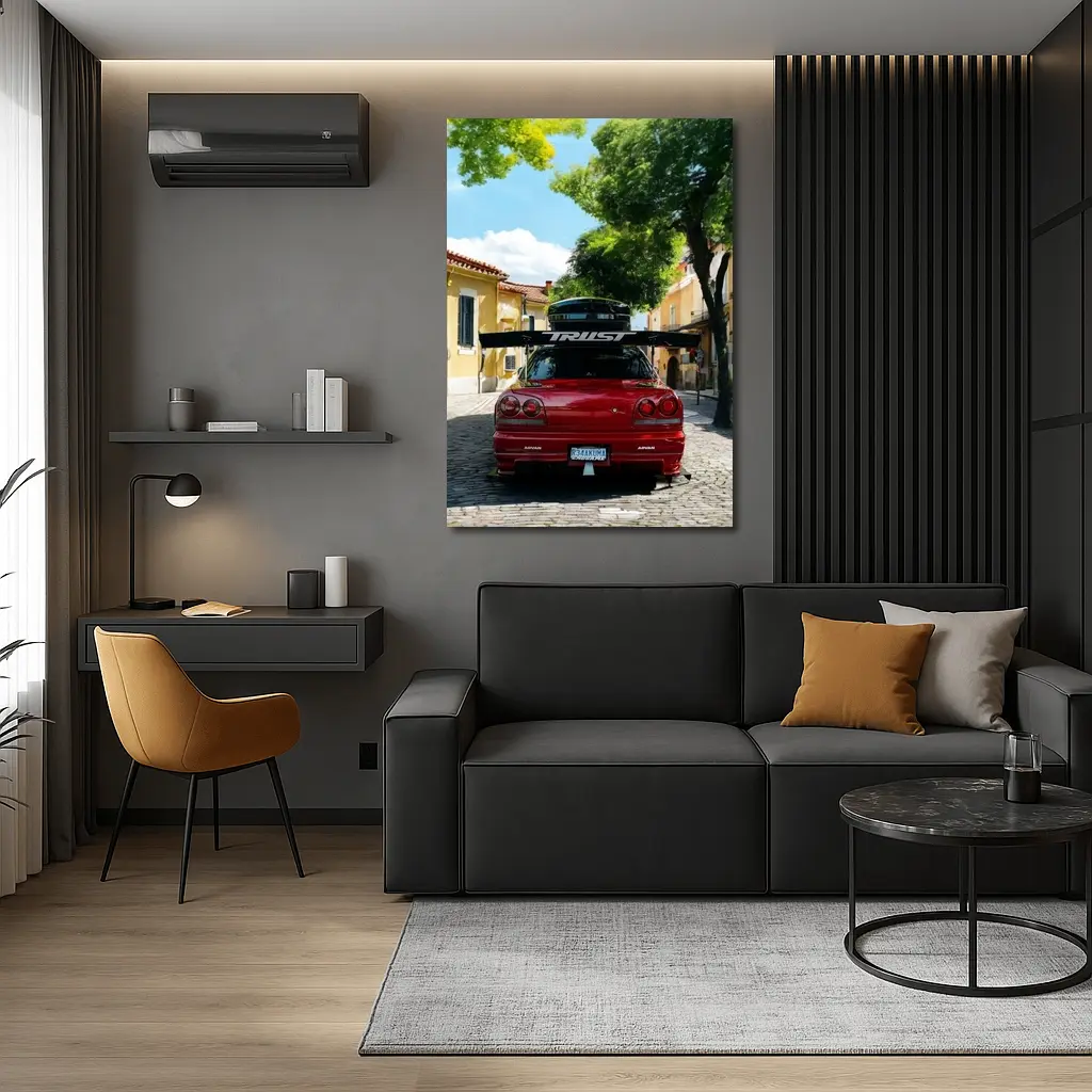 Nissan Skyline GT-R R34 Red Street Scene – Wall Art