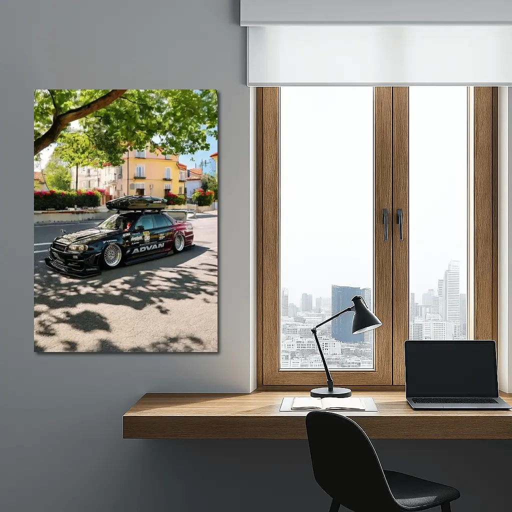 Nissan Skyline GT-R R34 Valencia Street Scene – Wall Art