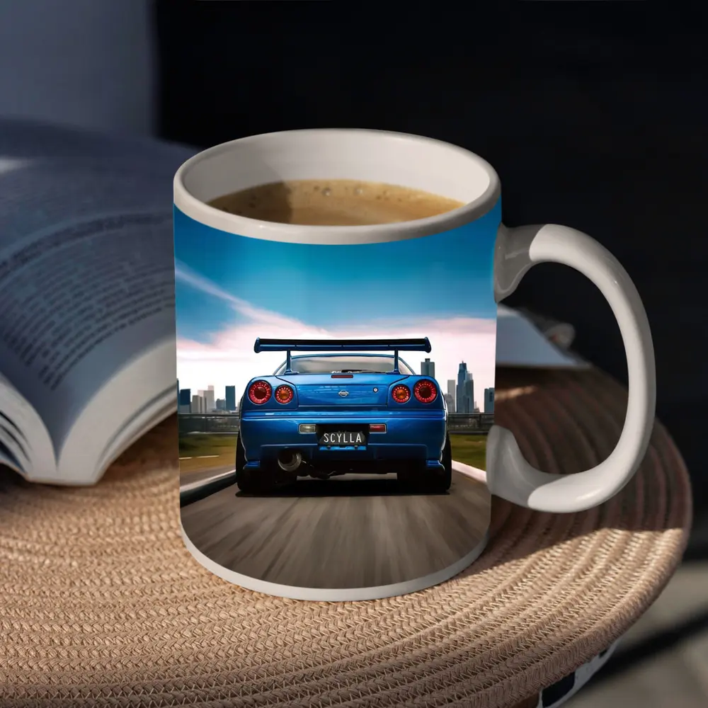 Nissan Skyline GT-R R34 Blue City Street – Mugs