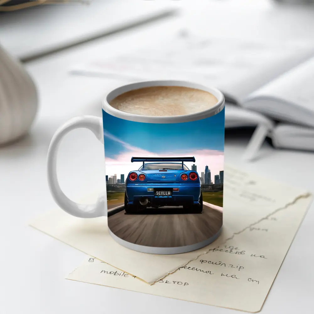 Nissan Skyline GT-R R34 Blue City Street – Mugs