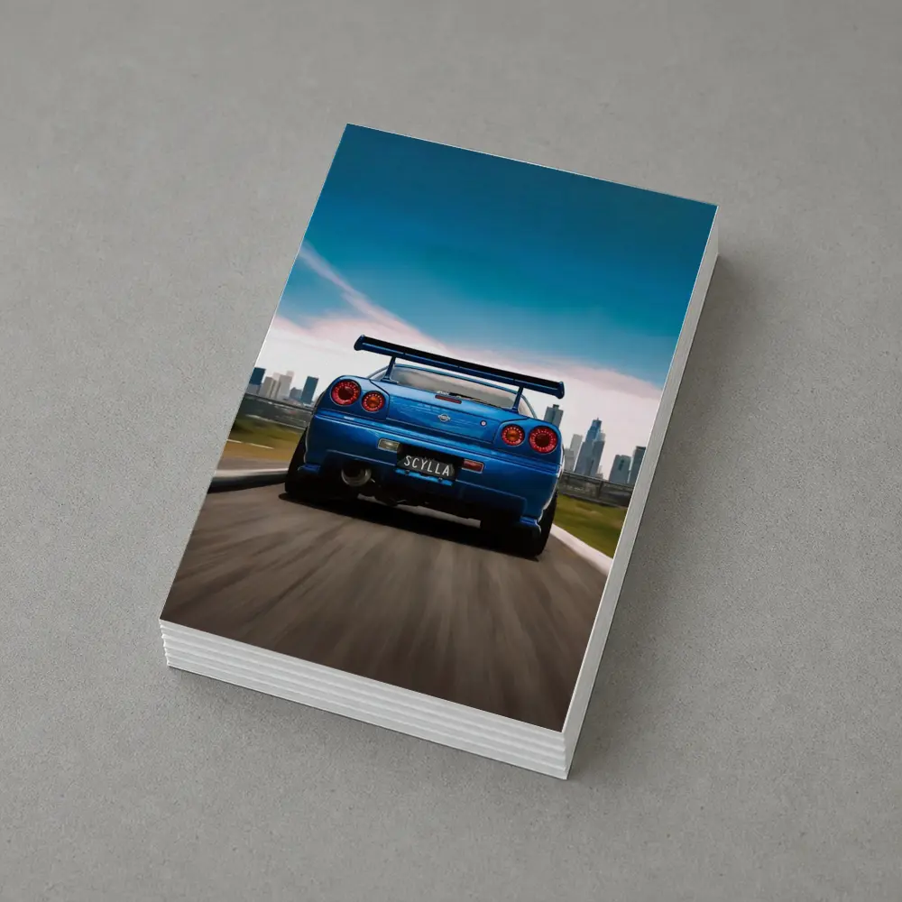 Nissan Skyline GT-R R34 Blue City Street – Postcards