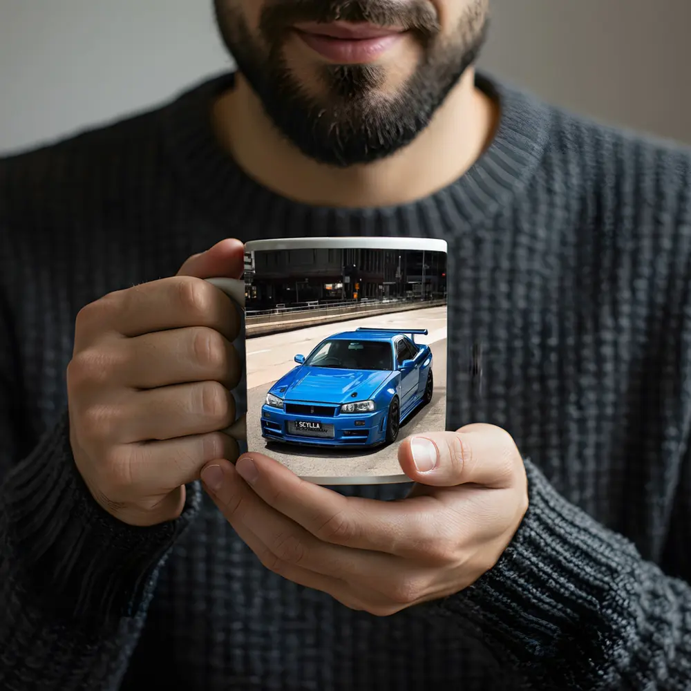 Nissan Skyline GT-R R34 Blue City Street – Mugs