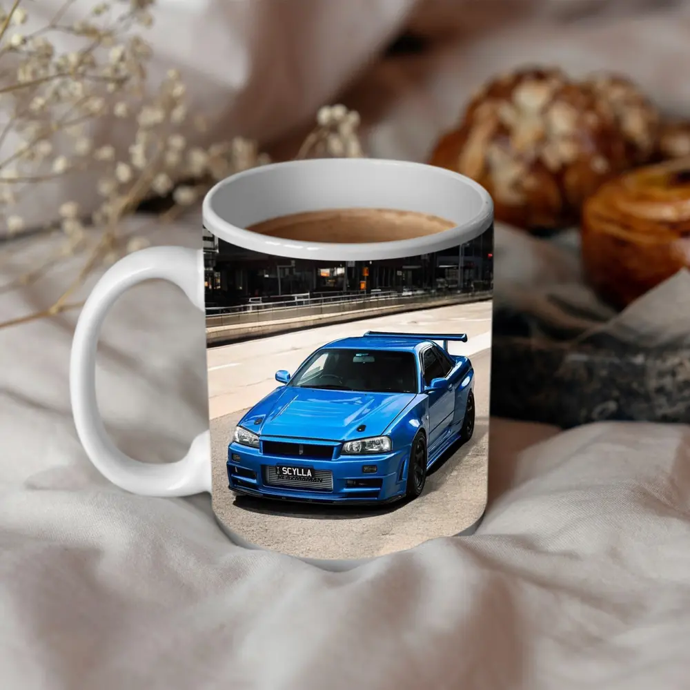 Nissan Skyline GT-R R34 Blue City Street – Mugs