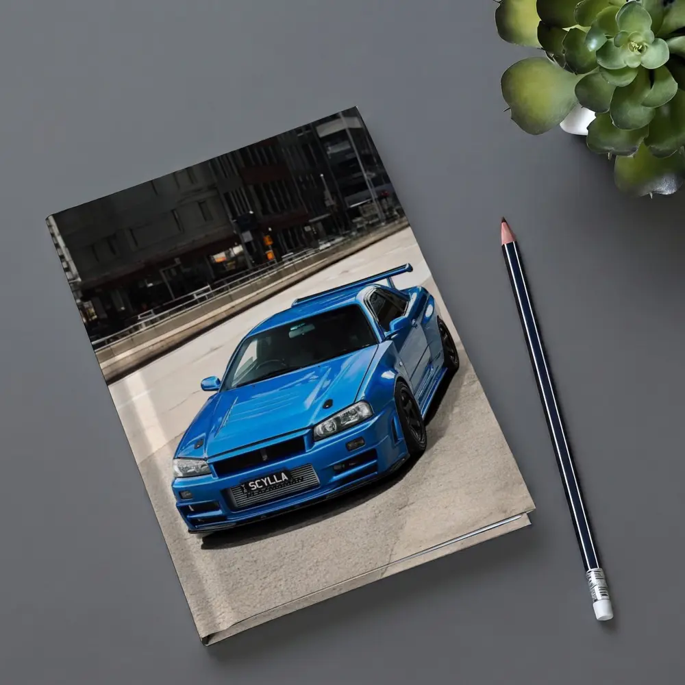 Nissan Skyline GT-R R34 Blue City Street – Notebooks