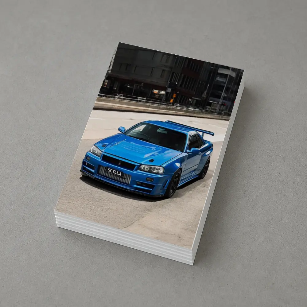 Nissan Skyline GT-R R34 Blue City Street – Postcards