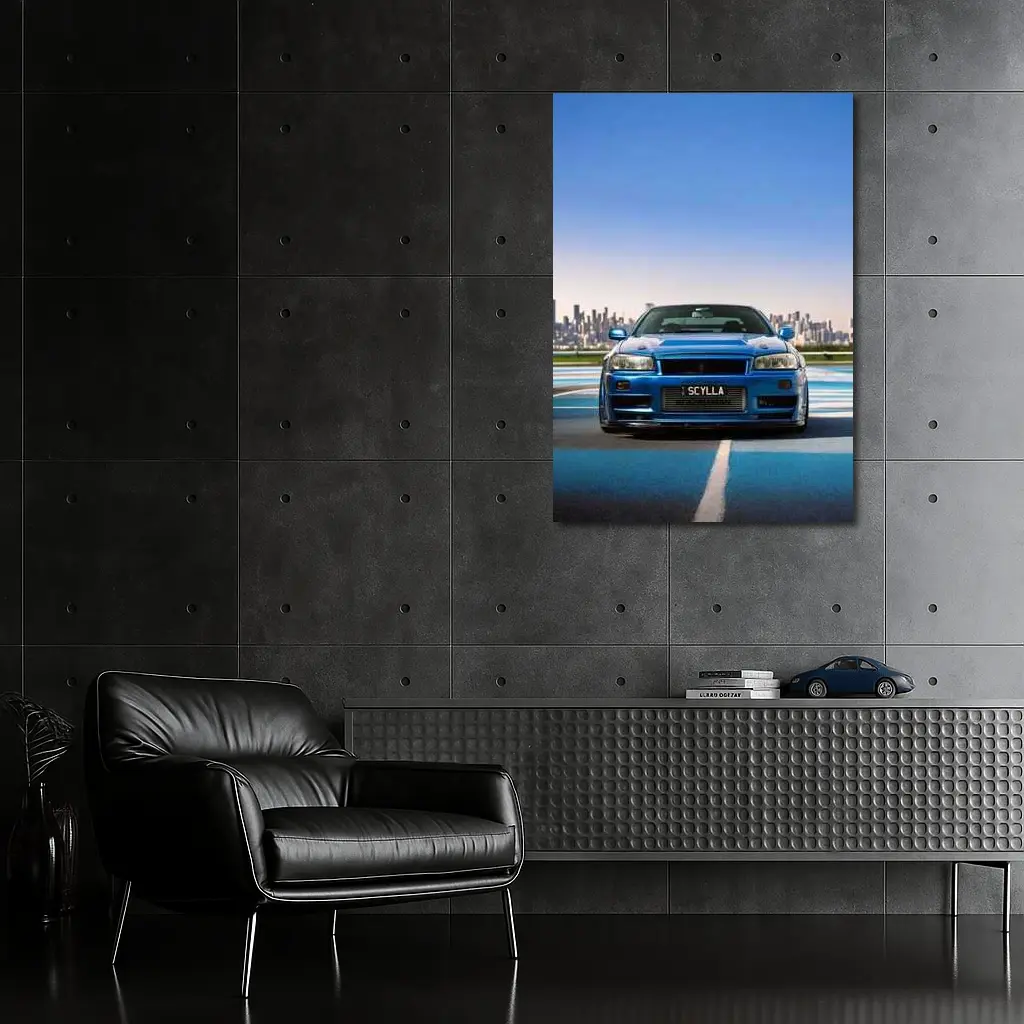 Nissan Skyline GT-R R34 Blue City Track – Wall Art