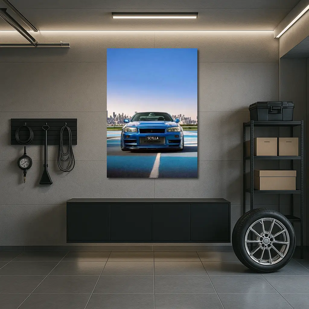 Nissan Skyline GT-R R34 Blue City Track – Wall Art