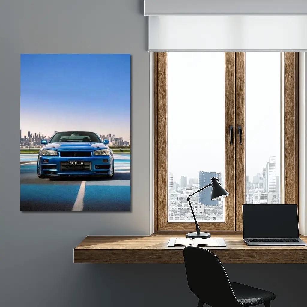 Nissan Skyline GT-R R34 Blue City Track – Wall Art