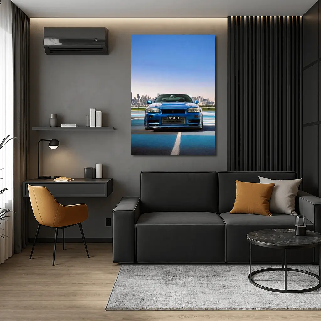 Nissan Skyline GT-R R34 Blue City Track – Wall Art