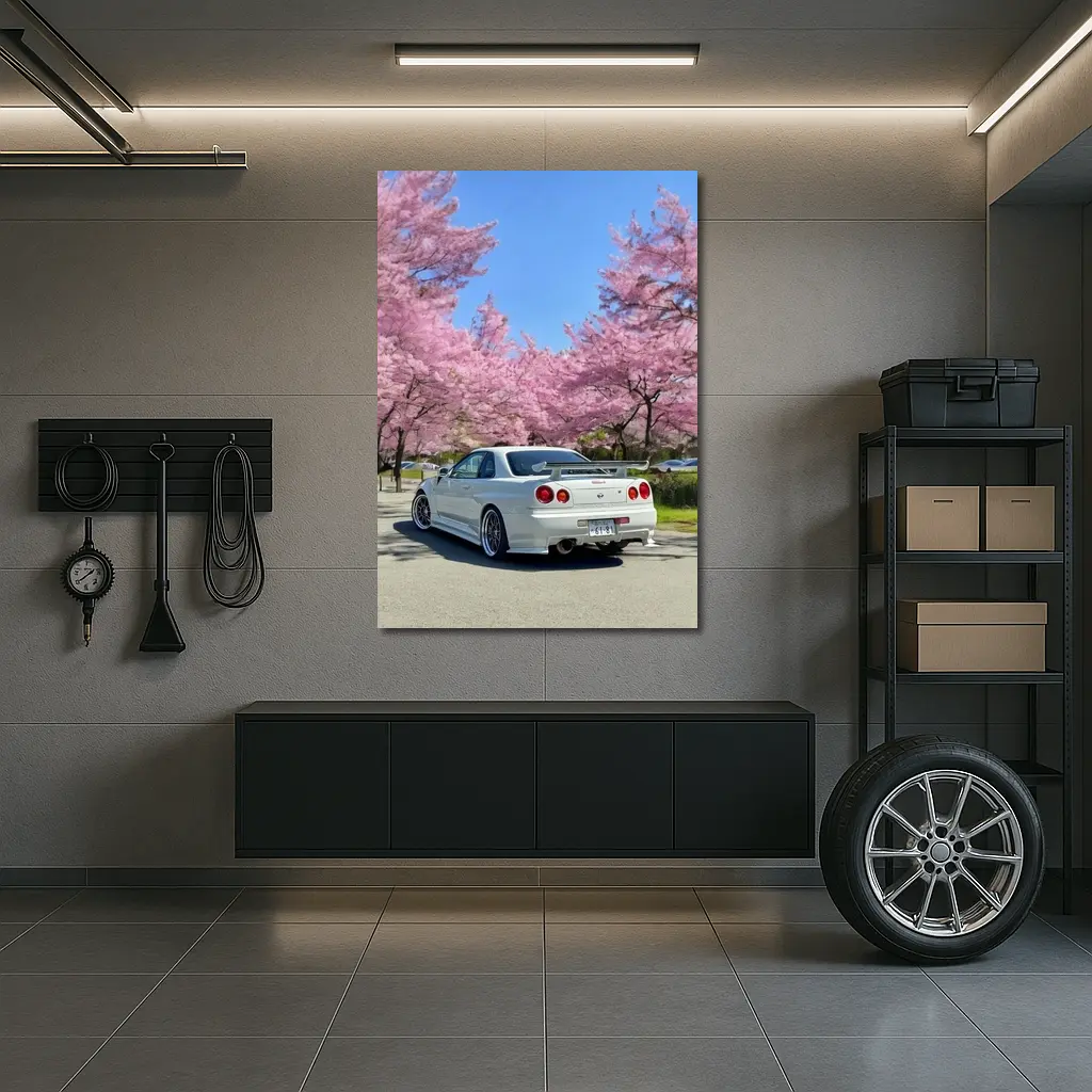Nissan Skyline GT-R R34 Cherry Blossoms Japan – Wall Art