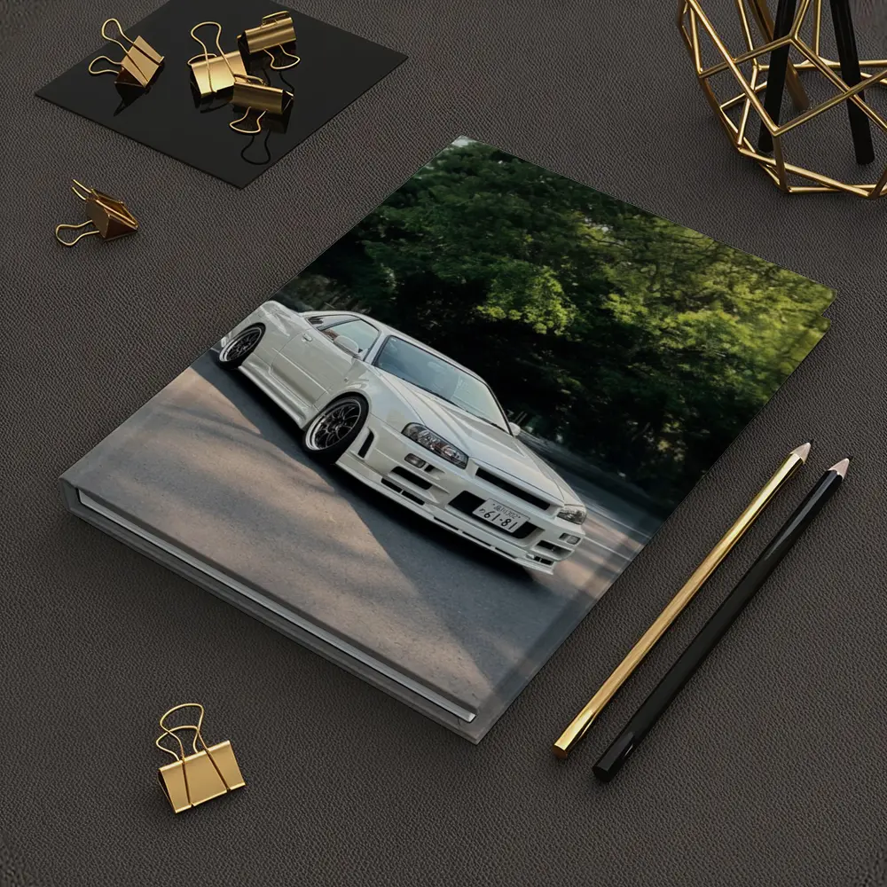 Nissan Skyline GT-R R34 White Street Scene – Notebooks