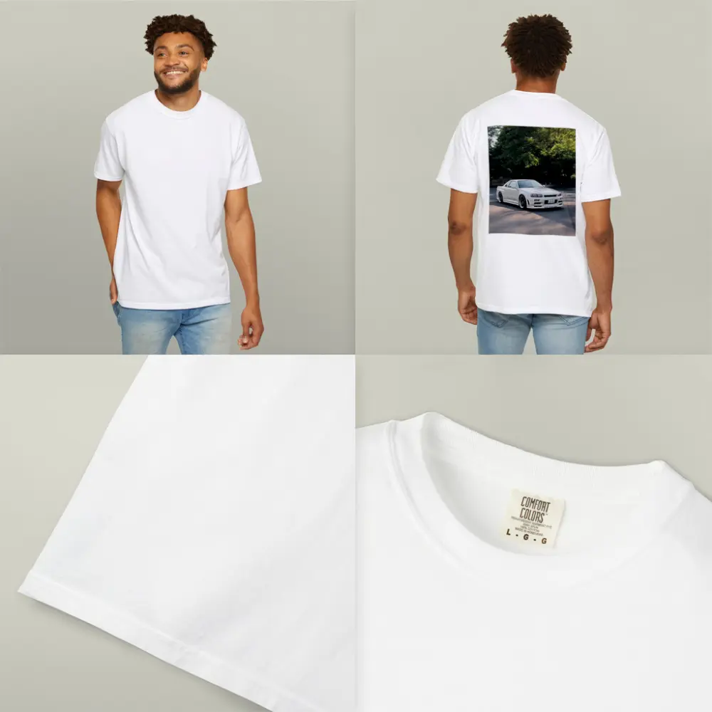 Nissan Skyline GT-R R34 White Street Scene – T-Shirts