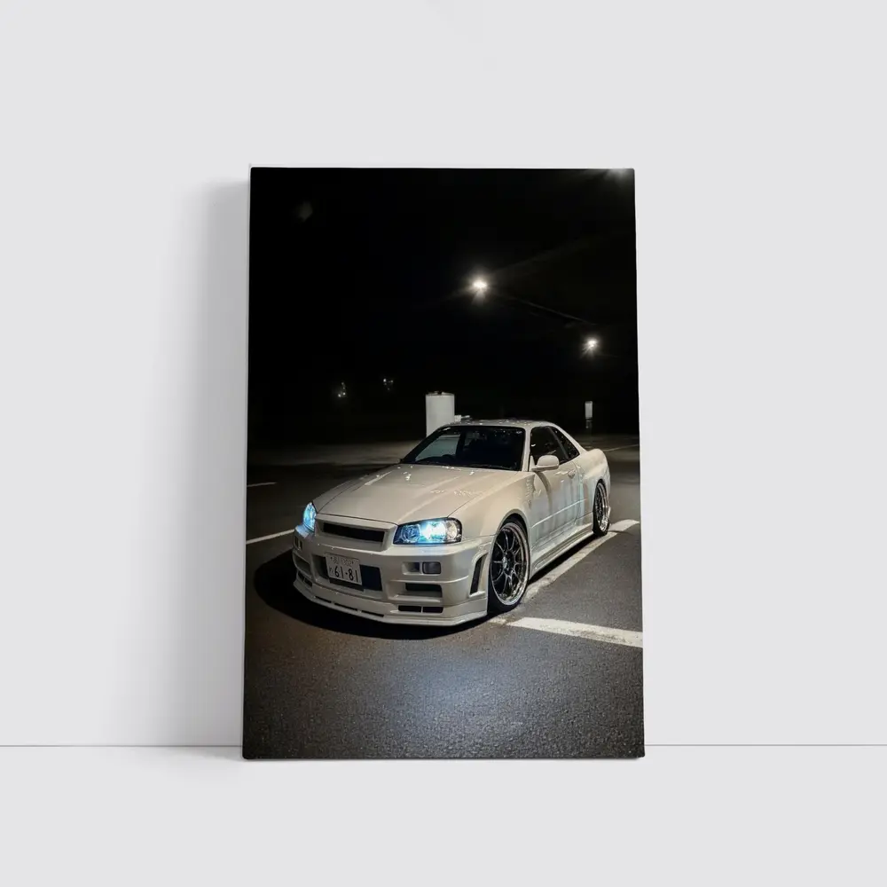 Nissan Skyline GT-R R34 White Night Parking – Wall Art