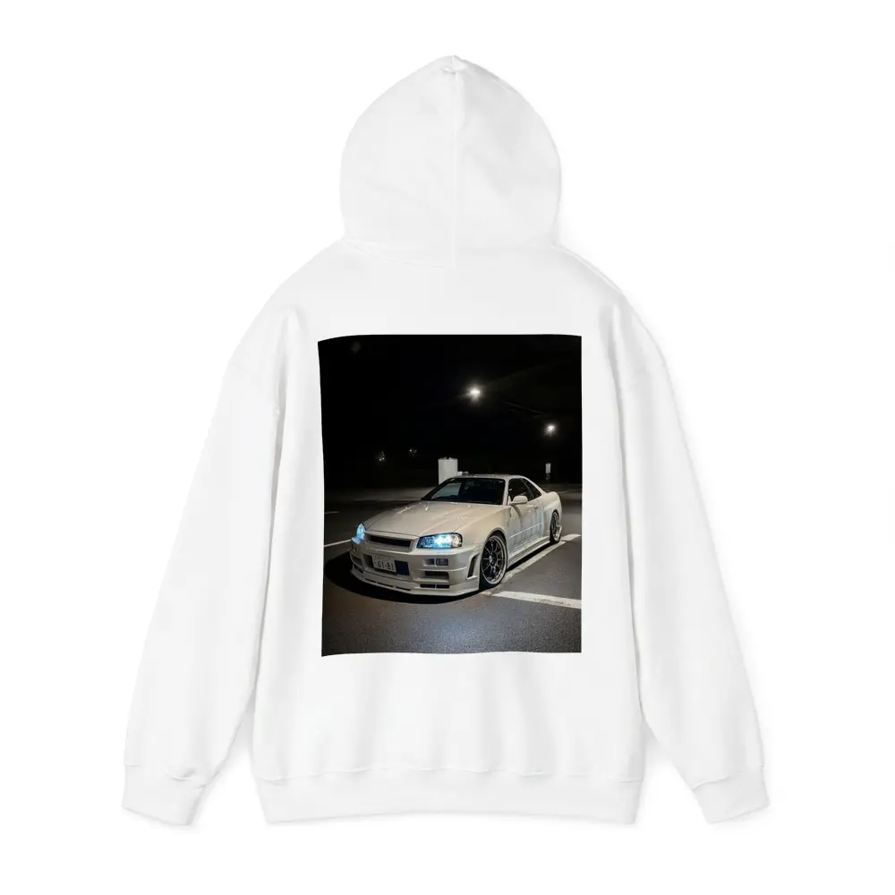 Nissan Skyline GT-R R34 White Night Parking – Hoodies