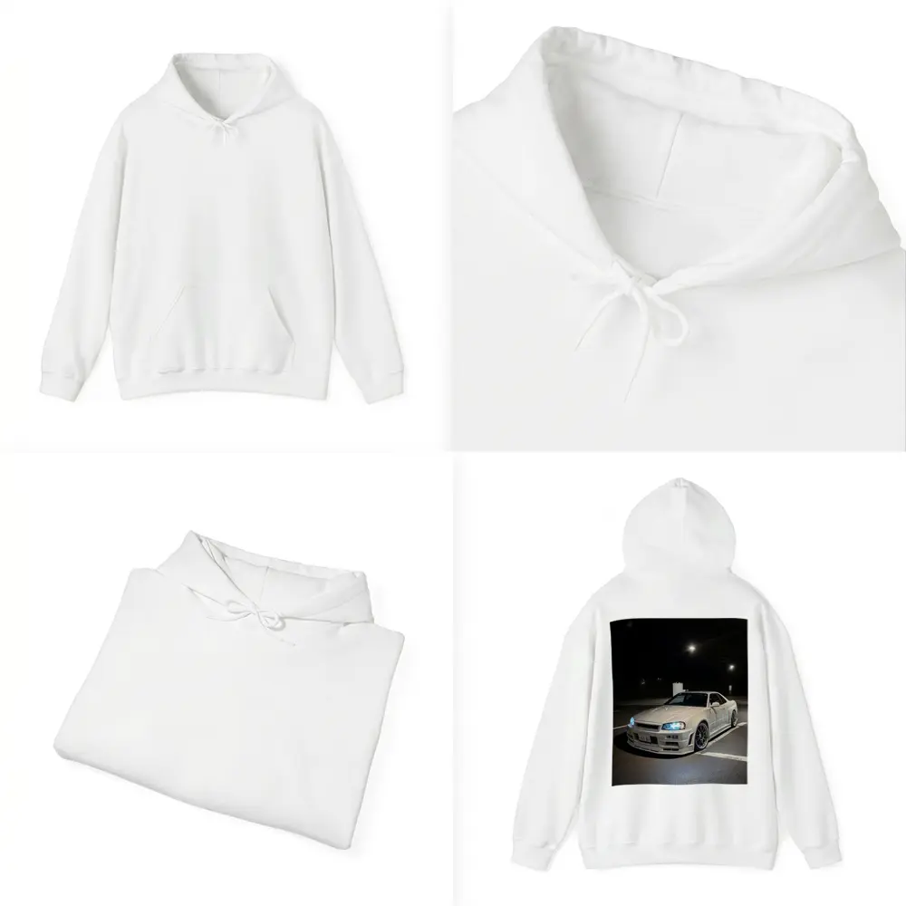 Nissan Skyline GT-R R34 White Night Parking – Hoodies