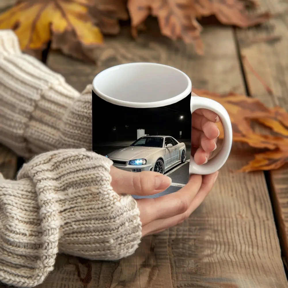 Nissan Skyline GT-R R34 White Night Parking – Mugs