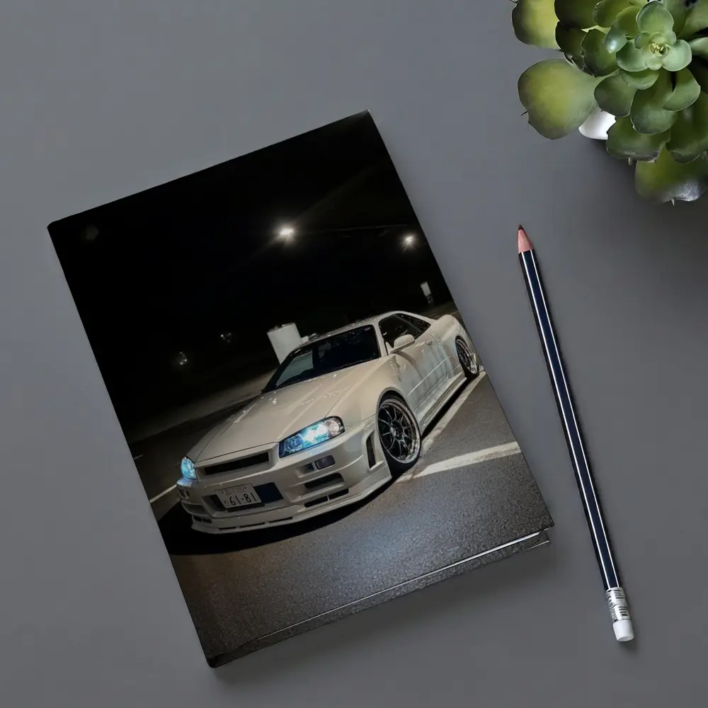 Nissan Skyline GT-R R34 White Night Parking – Notebooks