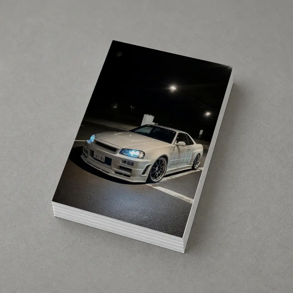 Nissan Skyline GT-R R34 White Night Parking – Postcards