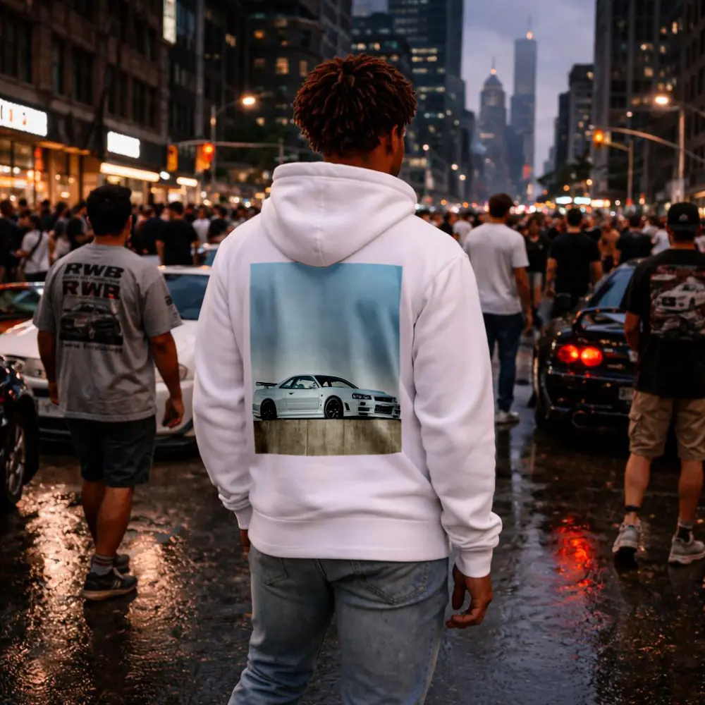 Nissan Skyline GT-R R34 White Concrete – Hoodies