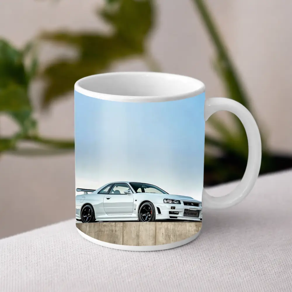 Nissan Skyline GT-R R34 White Concrete – Mugs