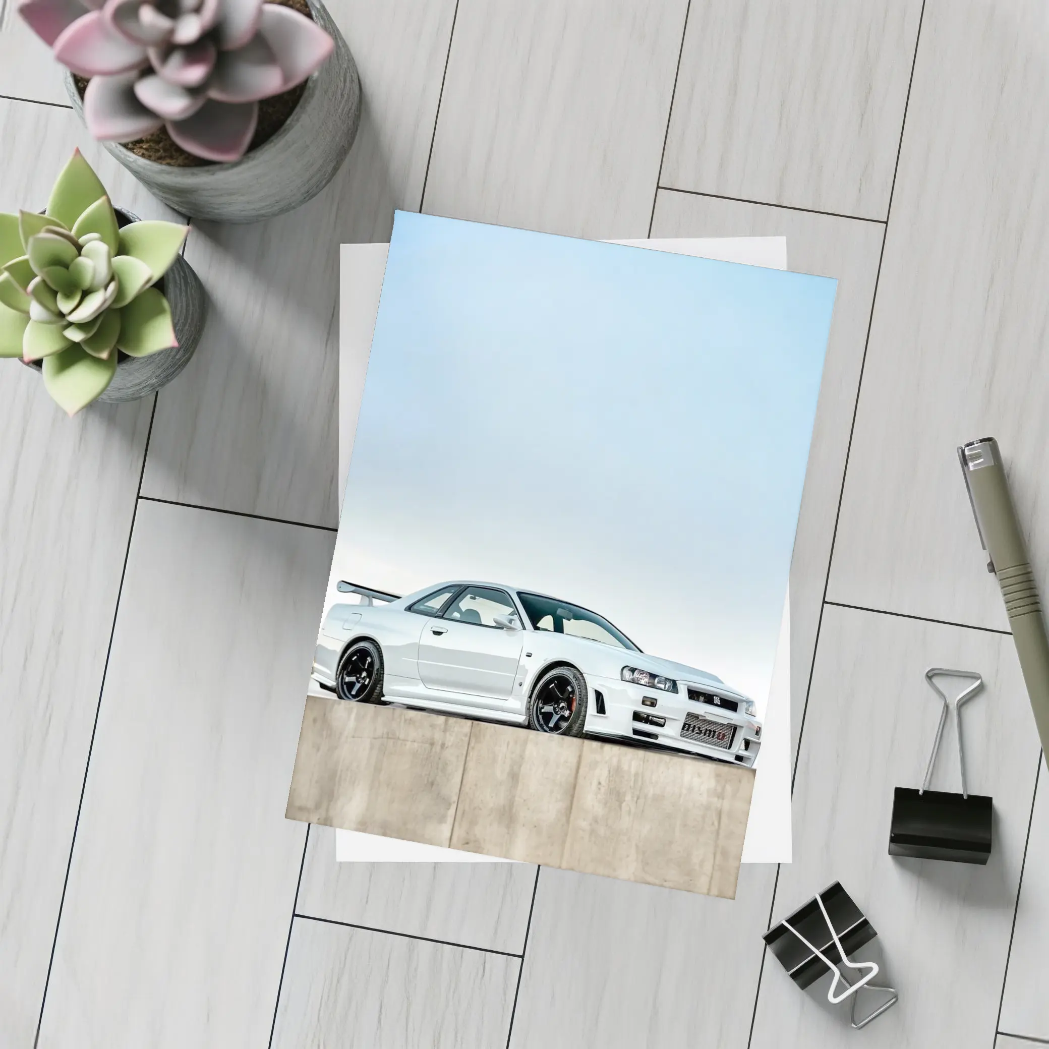 Nissan Skyline GT-R R34 White Concrete – Postcards