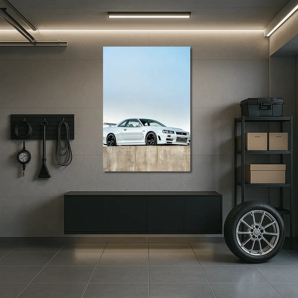 Nissan Skyline GT-R R34 White Concrete – Wall Art