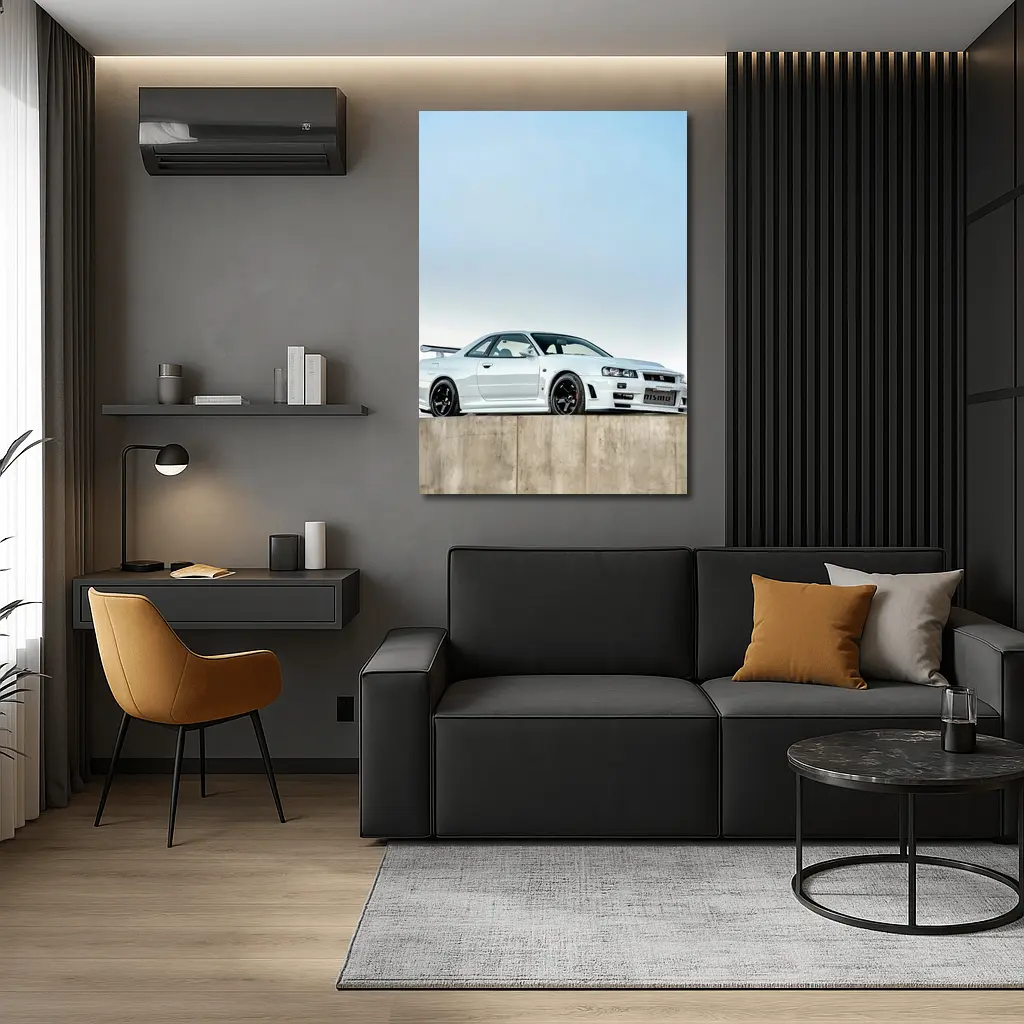 Nissan Skyline GT-R R34 White Concrete – Wall Art