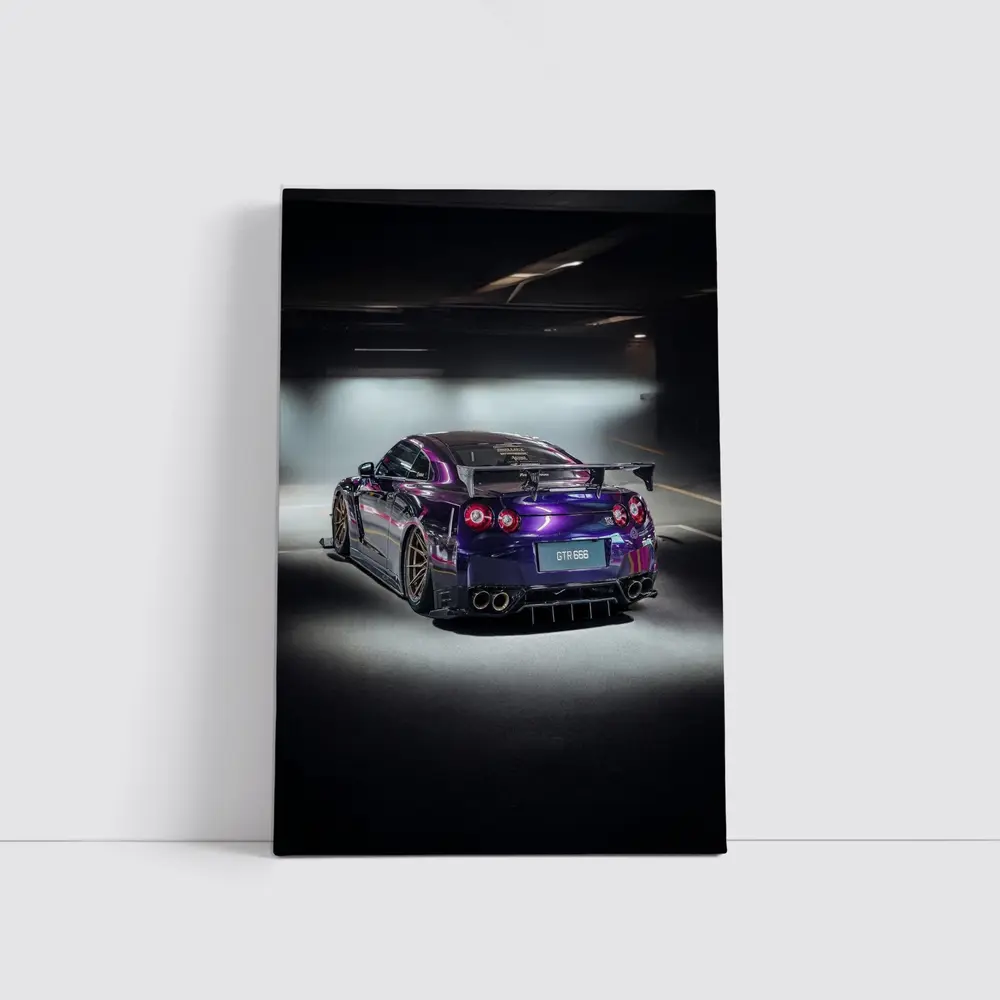 Nissan GTR Purple Wide Body Dark Garage – Wall Art
