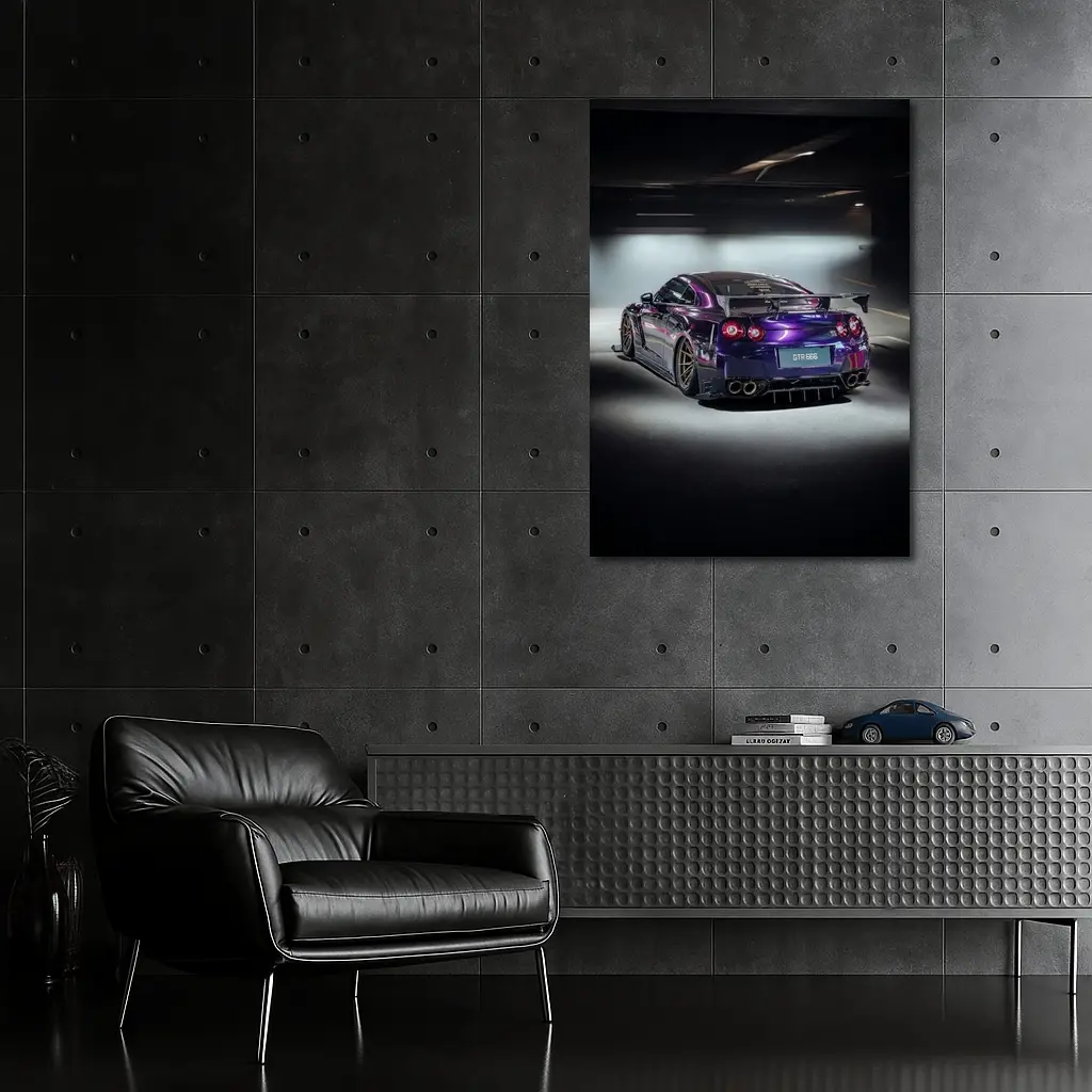 Nissan GTR Purple Wide Body Dark Garage – Wall Art