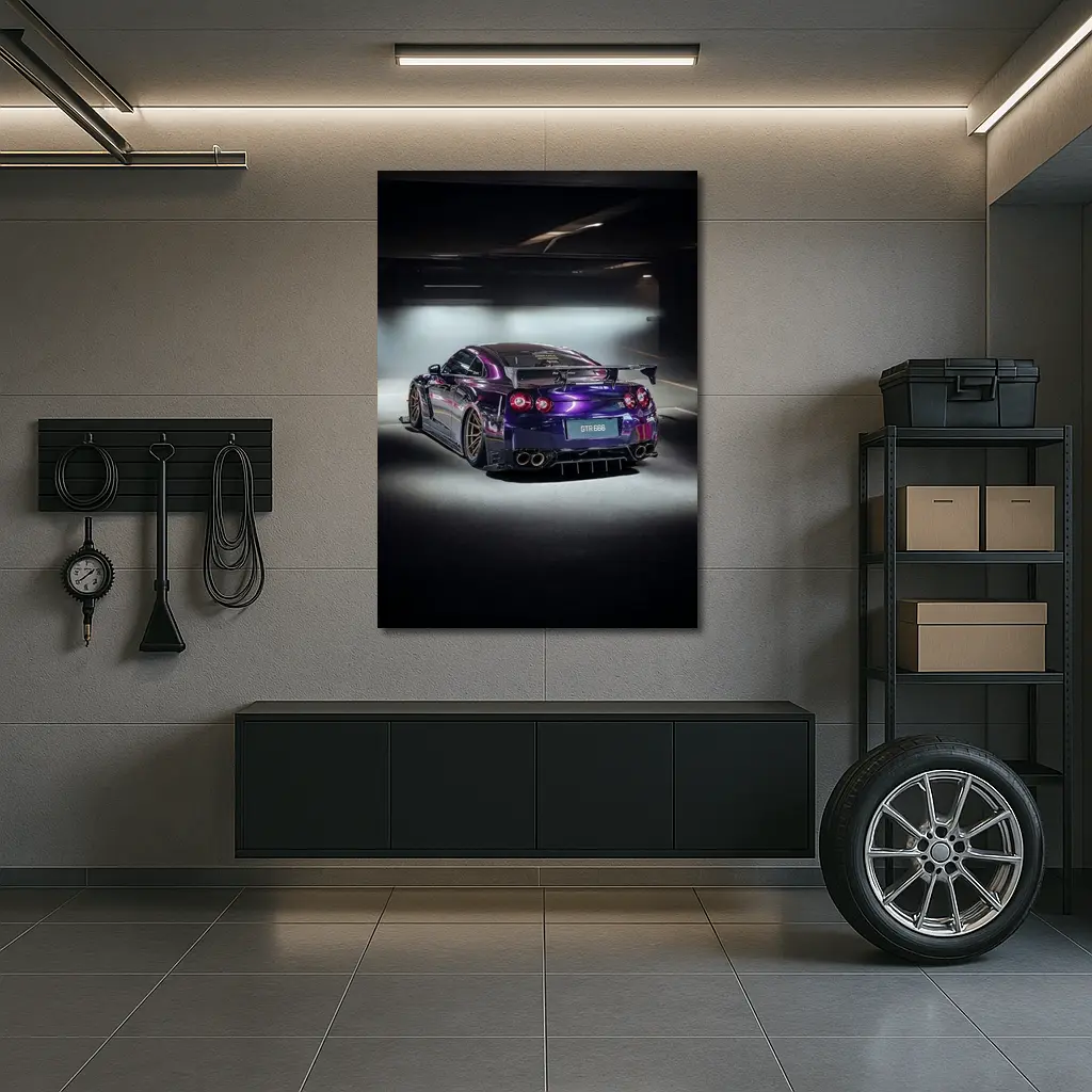 Nissan GTR Purple Wide Body Dark Garage – Wall Art