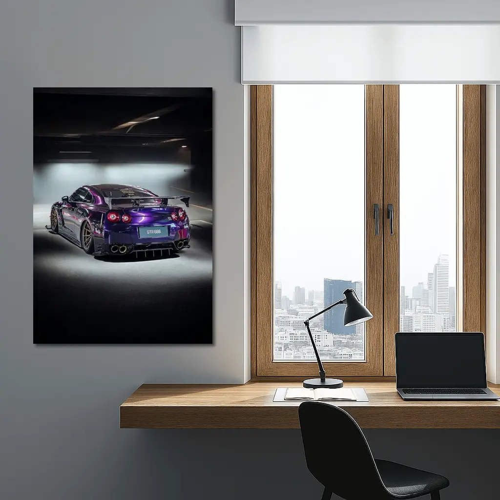 Nissan GTR Purple Wide Body Dark Garage – Wall Art