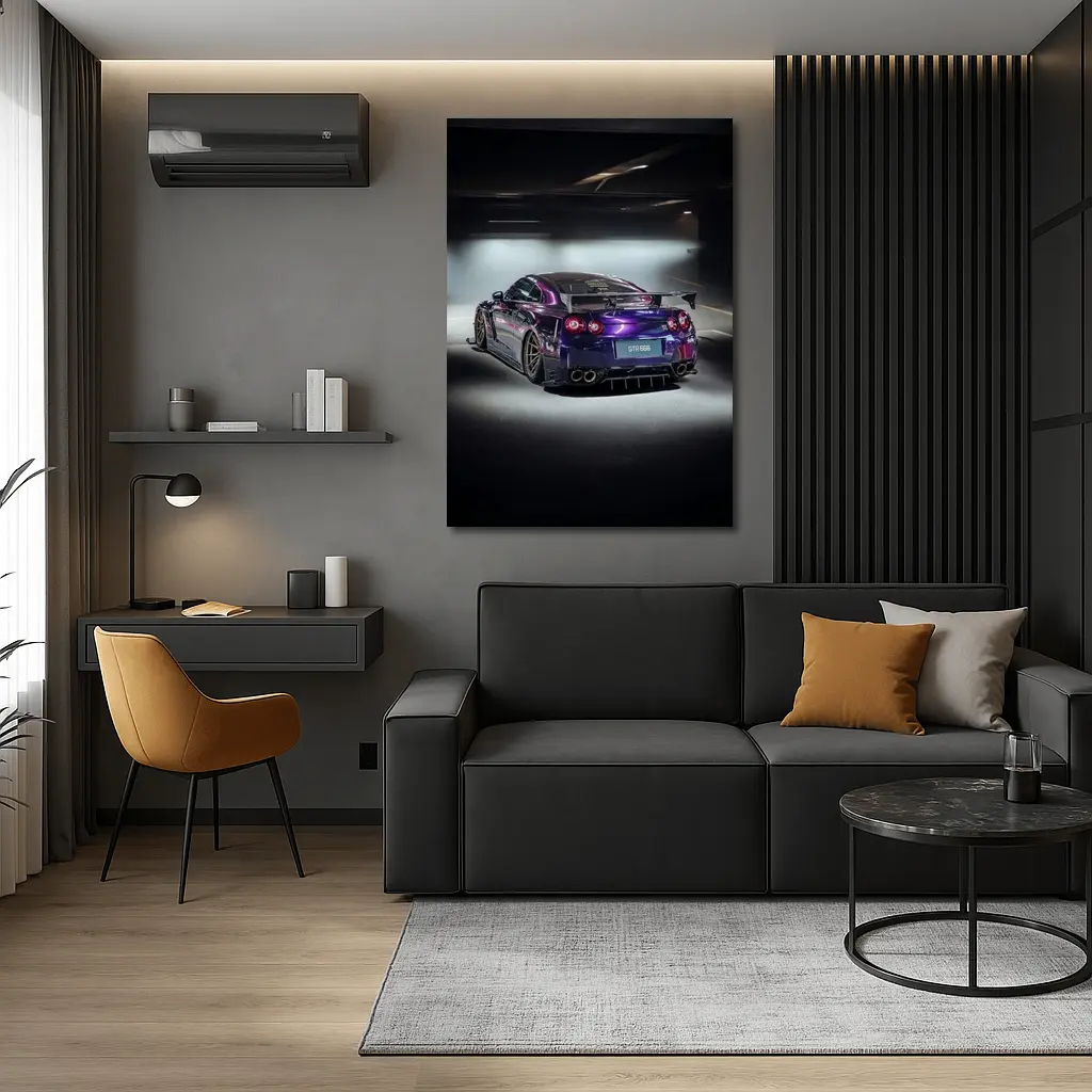 Nissan GTR Purple Wide Body Dark Garage – Wall Art
